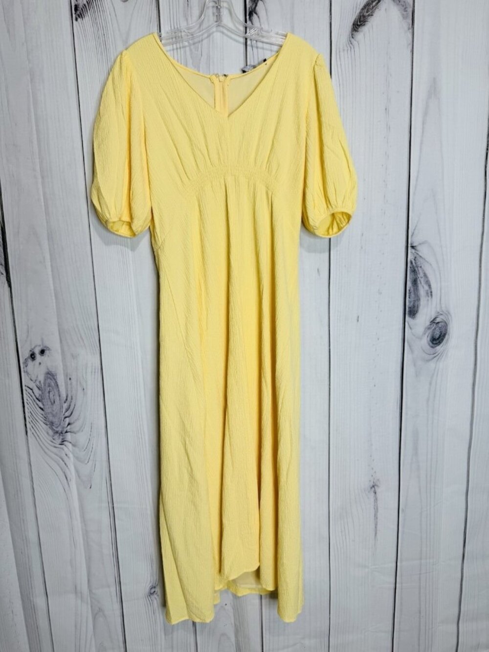 Fore Milkmaid Maxi Dress Size L Yellow Long Peasant Cottagecore Puff Sleeves